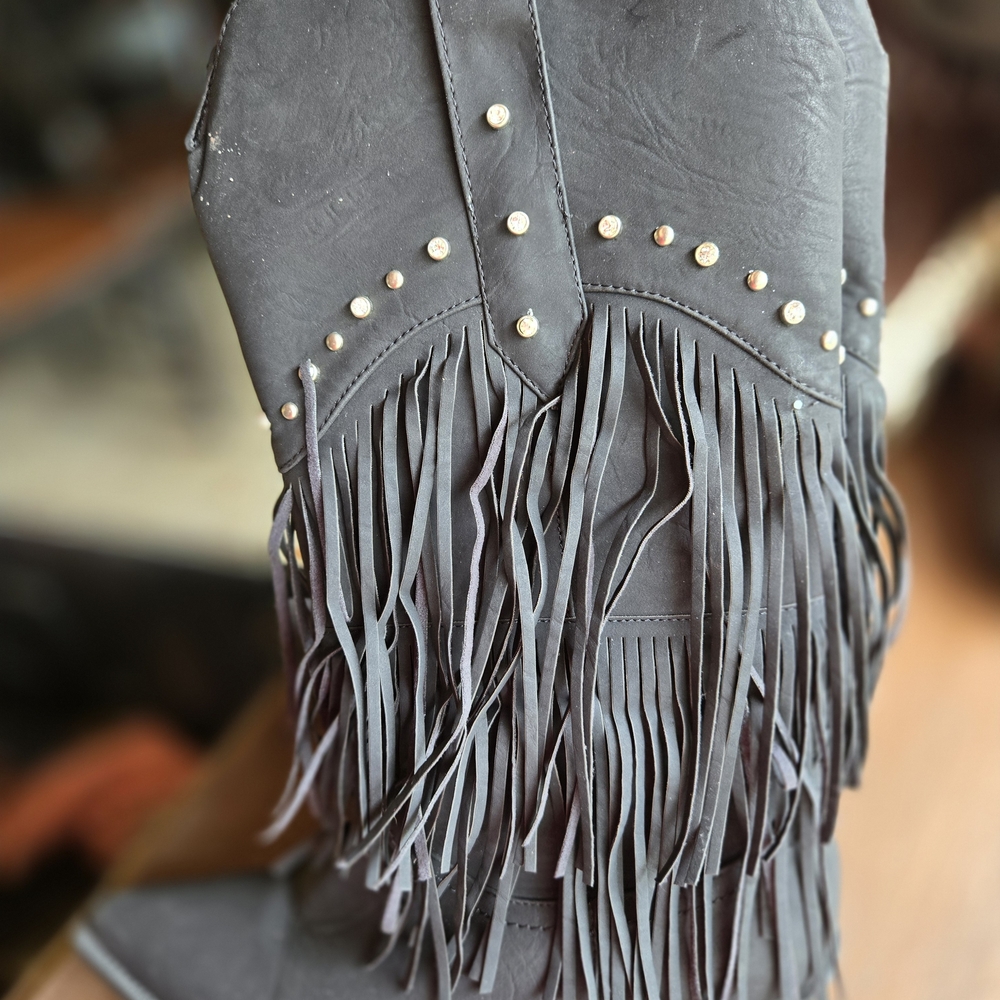 Roper Gray Fringed Heeled Boots